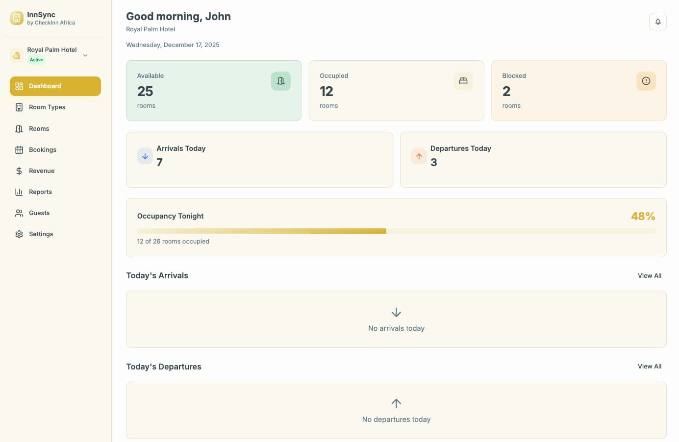 InnSync PMS Dashboard